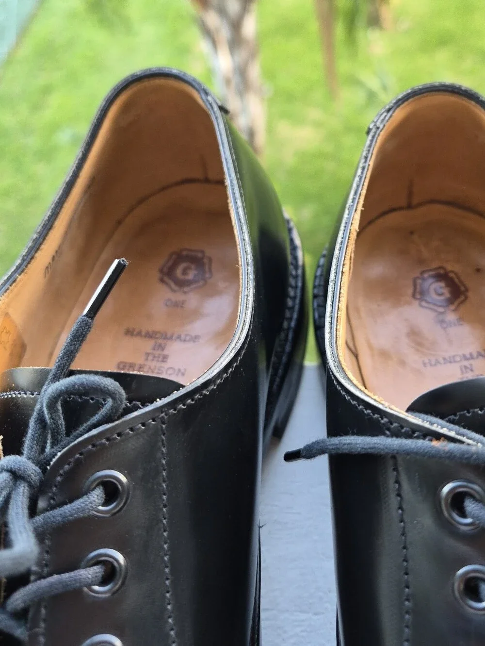 Grenson G:One Black Leather Derby Shoes Size 11G ( US 12 ).